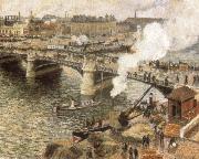 Camille Pissarro Pont Boiedieu in Rouen in a Drizzle oil painting